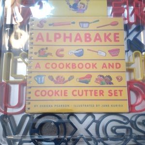 Alphabet cookbook and cookie cutter set